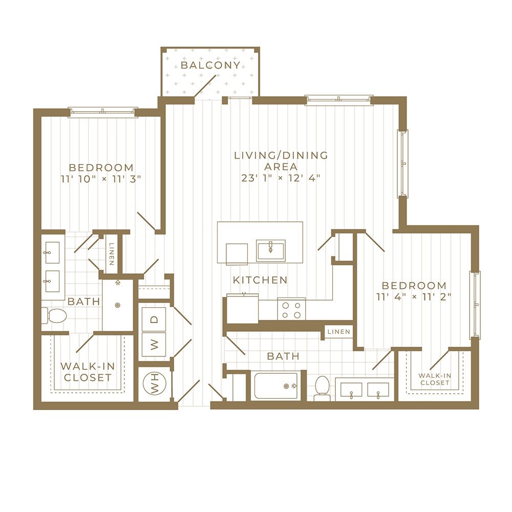 B3: 2 Bed 2 Bath floor plan